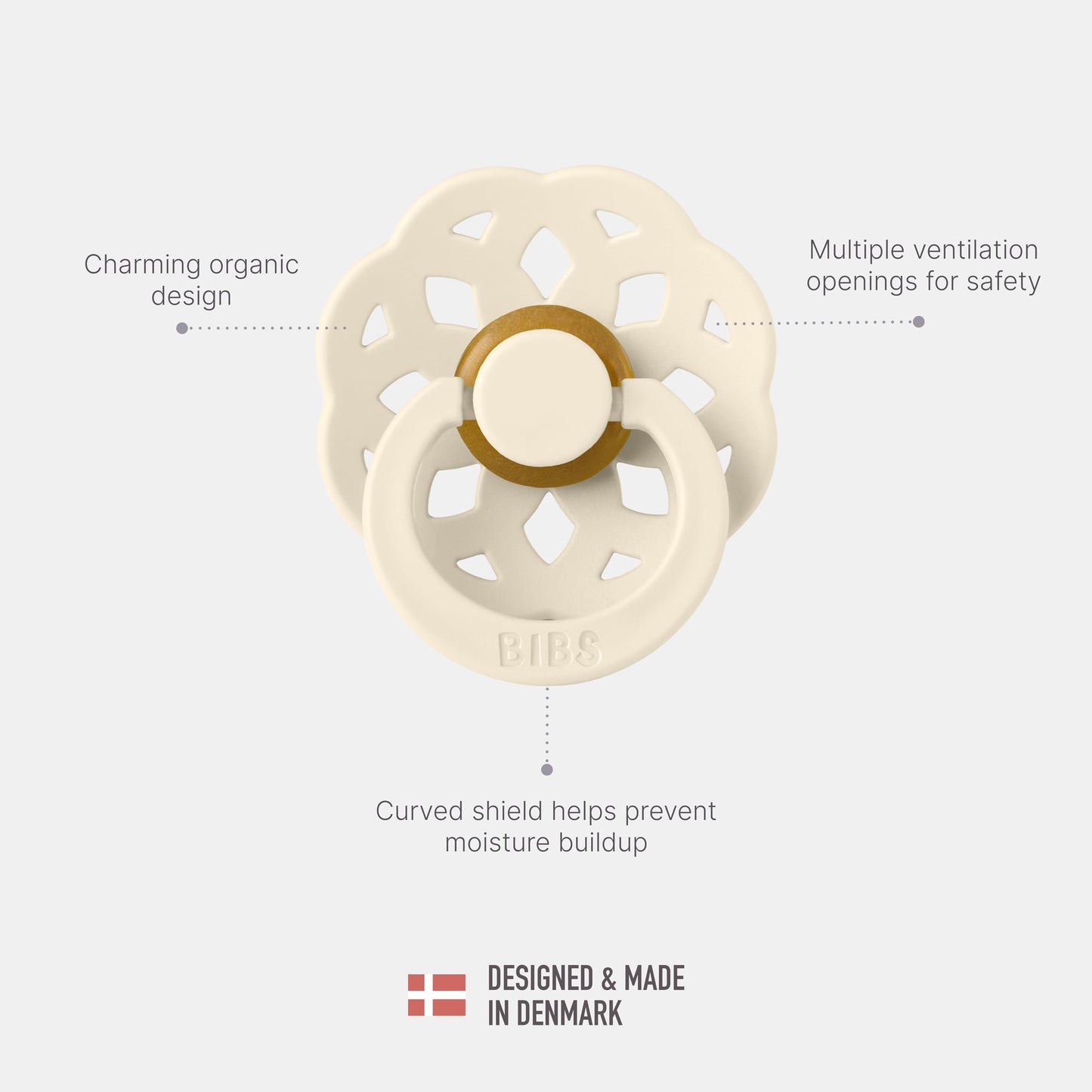Bibs Pacifiers 0-6 Months | Boheme Collection 2-Pack | Bpa-Free Round Nipple | Made In Denmark | Vanilla/Pine Color Pacifier
