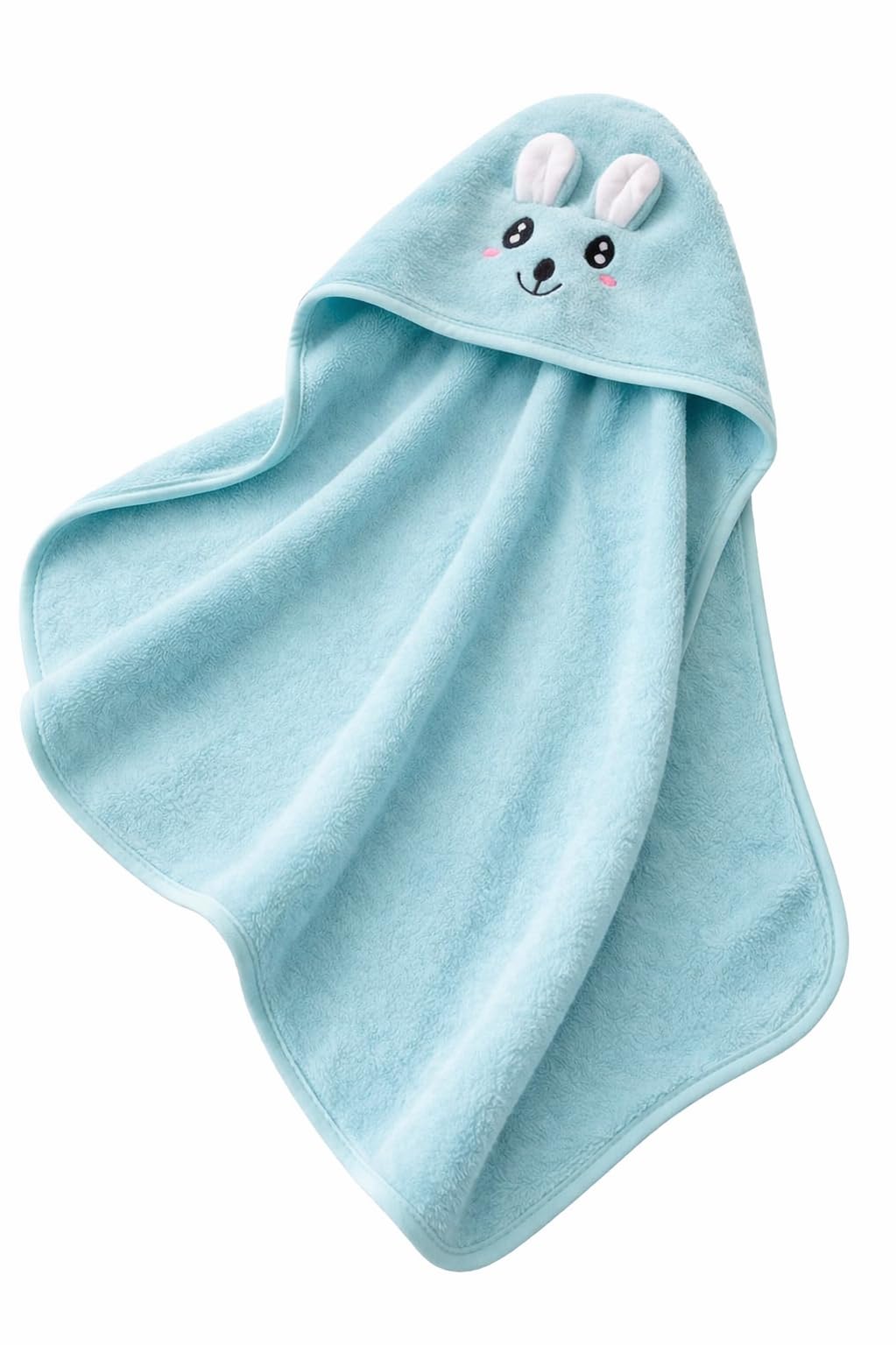 Baby Towel, Blue, Soft Fleece, Bunny Animal Design, Newborn Bath Wrap