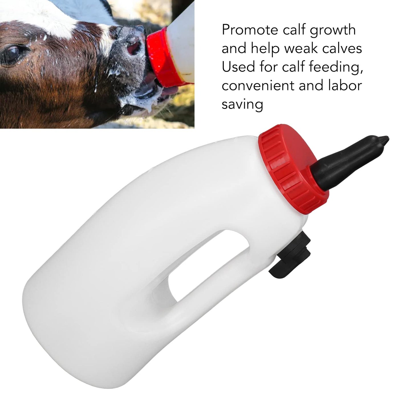 Calf Milk Bottle, 4L New Born Calf Milk Feeder Farm Nursing Equipment With Handle Nipple