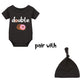 Ysculbutol Baby Twins Bodysuits Funny Double Trouble Cute Romper Twin Jumpsuits Hat Set(Sweet Blacksm)