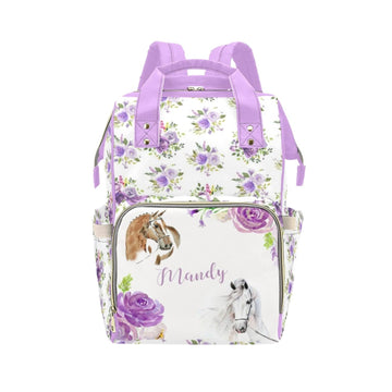 Personalized Diaper Bag Backpack for Women, Custom Name Nursing Mommy Daypack, Diaper Bag for Girls Boys, New Mom Gifts (Floral 