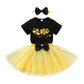 Happyma Baby Girls One 1St Birthday Outfit Bee Romper Tulle Tutu Skirt Sets Sequin Bow Princess Party Clothes (12-18 Months, Bla