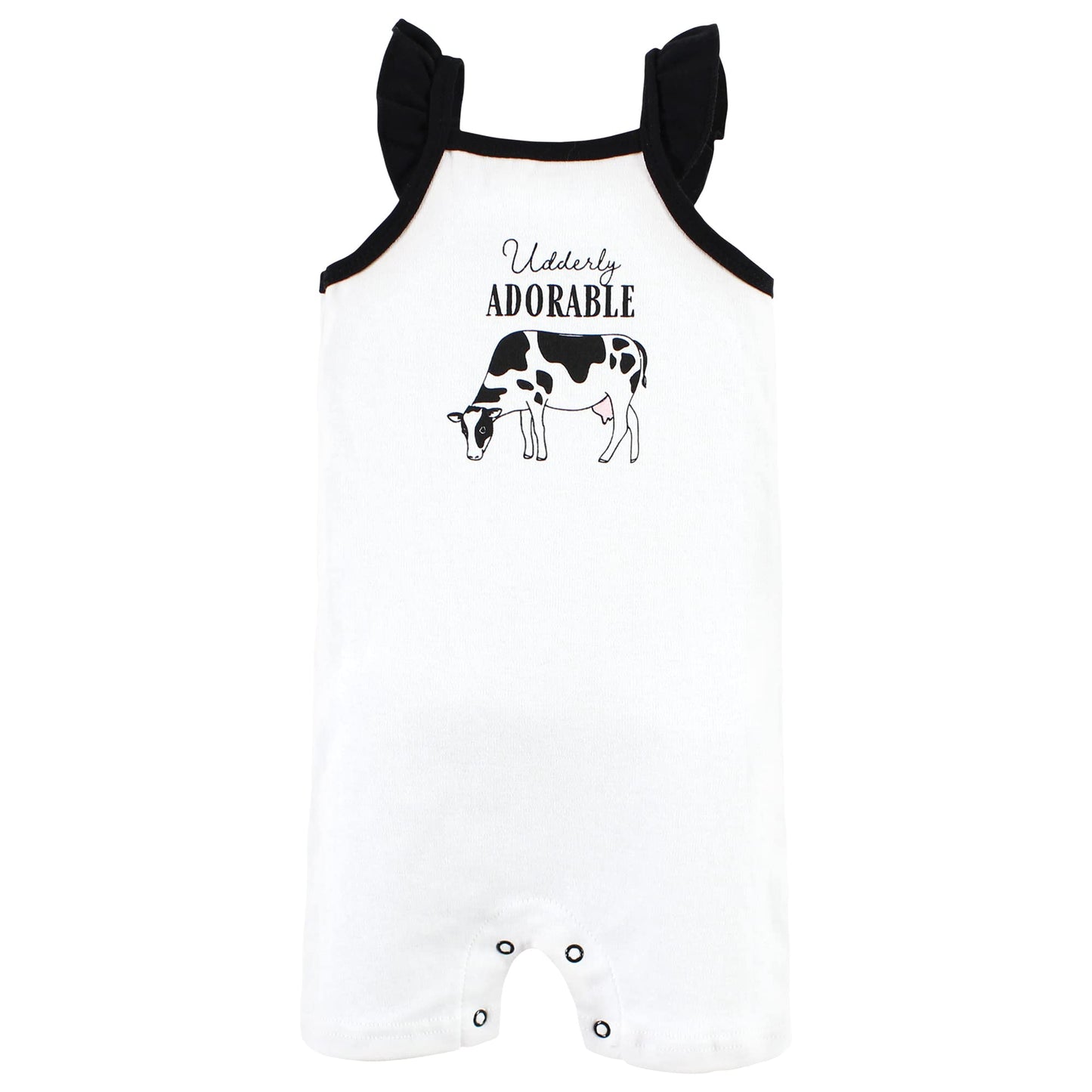 Hudson Baby Unisex Baby Cotton Rompers, Udderly Adorable, 0-3 Months