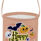 HKEC Canvas Cute Bucket with Handles,Small Stoarge Bucket,Candy Bag,Gift Baskets,Room Decor(Pink Halloween)