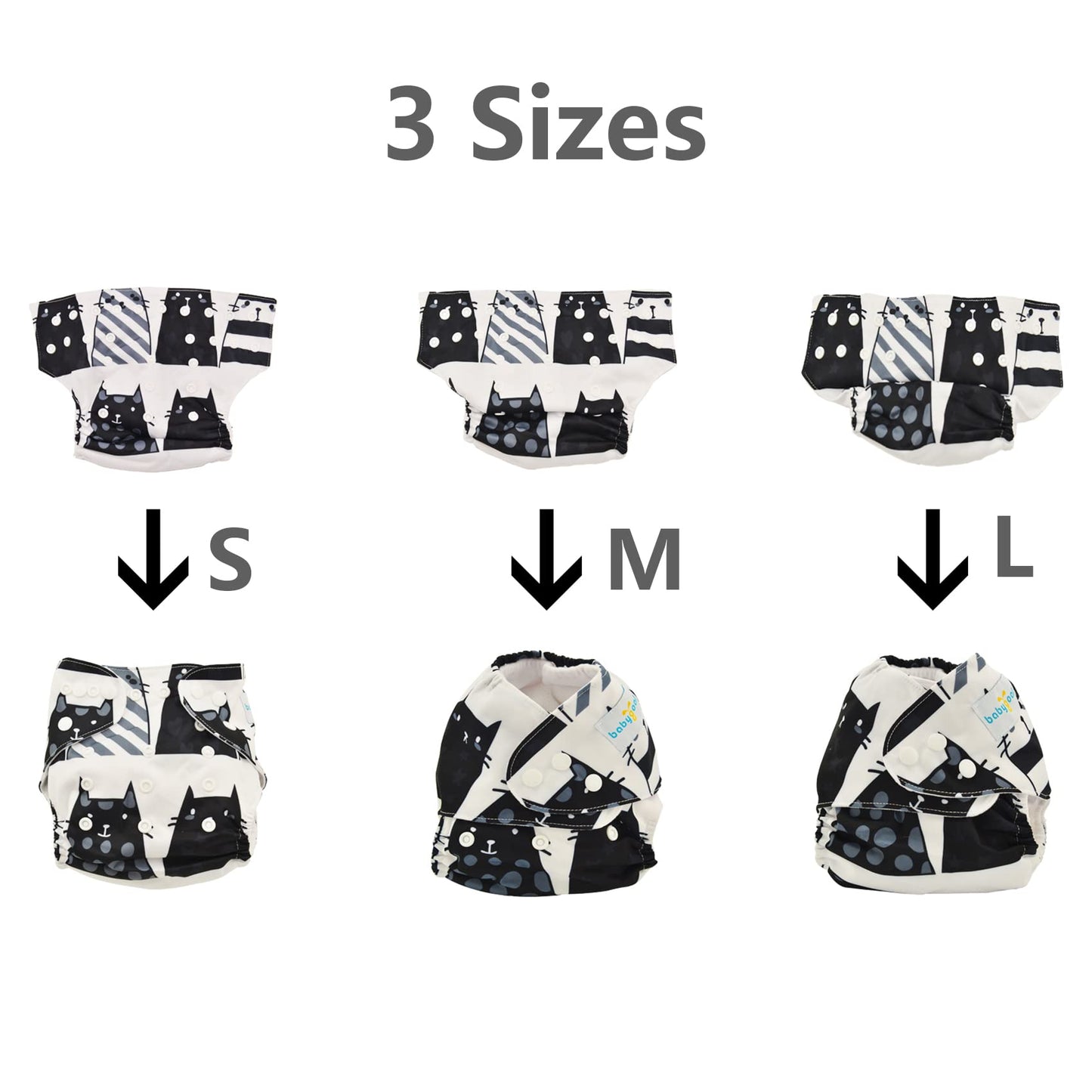 babygoal Reusable Cloth Diapers 6 Pack+6pcs Rayon from Bamboo Inserts+Wet Bag, One Size Adjustable Washable Pocket Nappy Covers