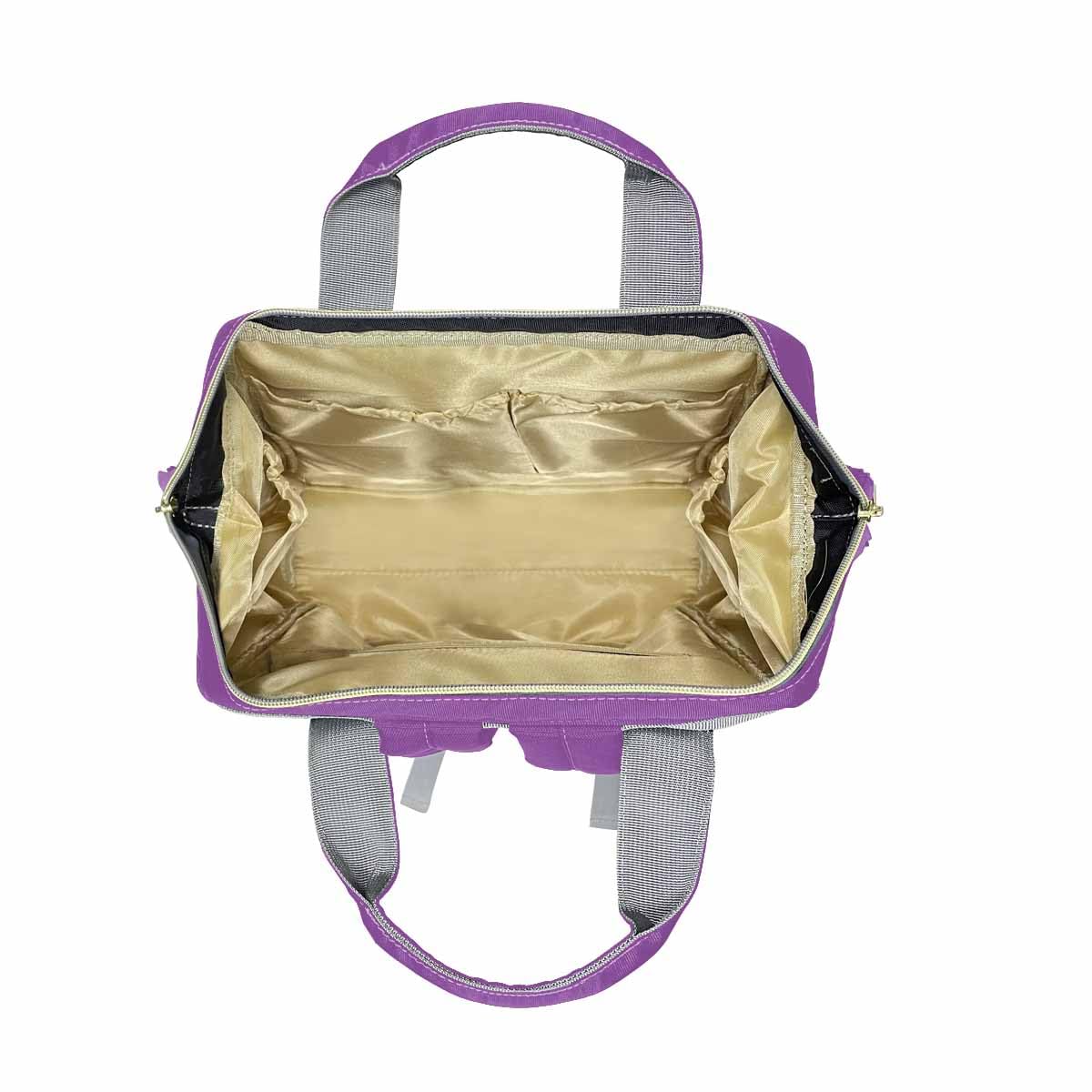 Personalized Diaper Backpack With Name, Purple Text Name Logo Custom Diaper Bag Baby Nappy Bag Fashion Shoulder Bag Casual Daypa