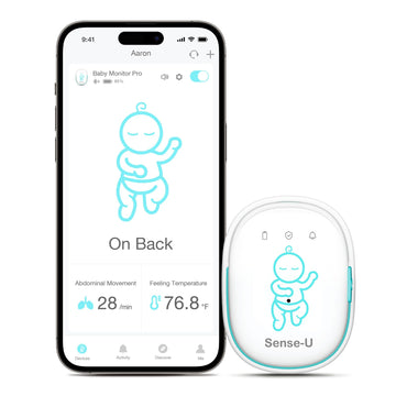 Sense-U Pro Baby Movement Monitor with Arousal Vibration, Movement/Rollover/Overheating Alerts, Audible & App Notifications, Eas