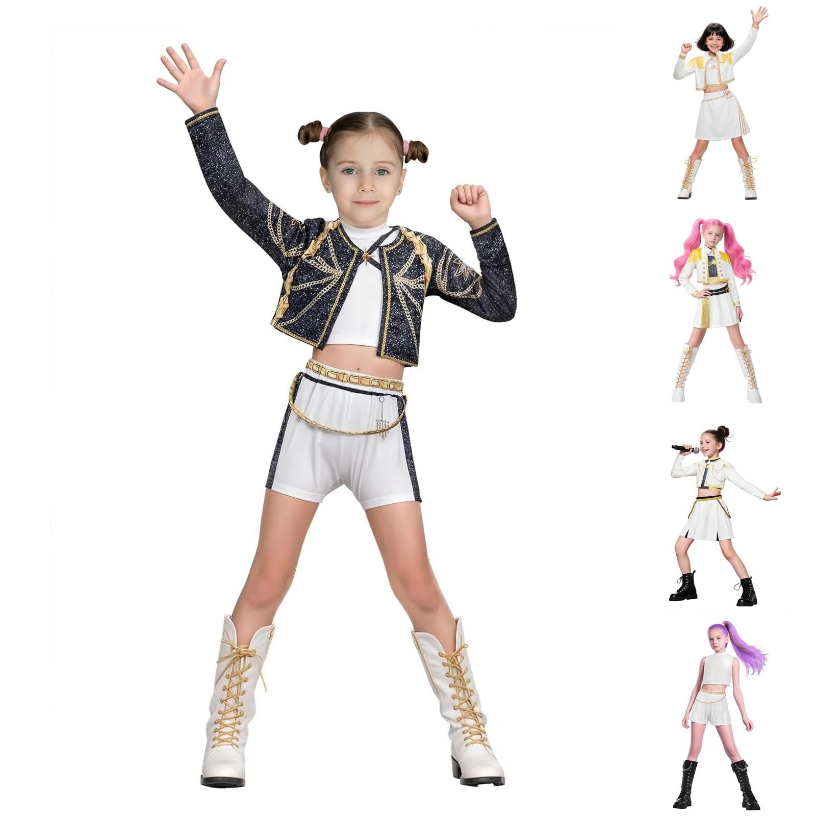 Demon Costume Cute Trendy Clothes Anime Cosplay for Girls - 2025 Pop Singer Party Performance Halloween Outfits Birthday Gift(Bl