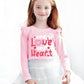 Kids Girls Love Shirts Crewneck Cute Valentine Donut Cotton Long Sleeve Ruffled T Shirts Kid Pullover Tops 3-4 Years