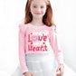 Little Girls Valentine Donut Heart Shirt Kids Casual Pullover Cotton Ruffle Long Sleeve Shirts Outwear 5-6 Years