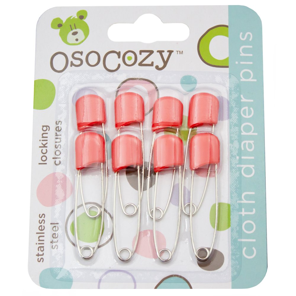 OsoCozy Diaper Pins - {Red} - Sturdy, Stainless Steel Diaper Pins with Safe Locking Closures - Use for Special Events, Crafts or