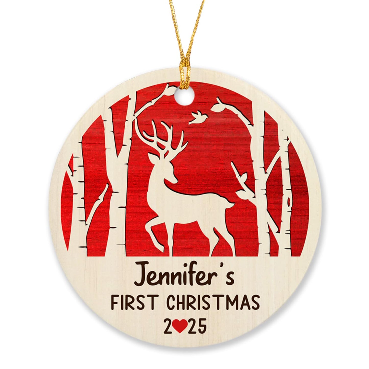 Personalized Babys First Christmas Ornament, Customized Reindeer Babys 1st Year Ornaments with Babys Name, Reindeer Babies Fir