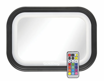 Goldbug Glow Mirror - Xl Rear-Facing Baby Car Seat Mirror With Adjustable Led Lighting & Remote Control