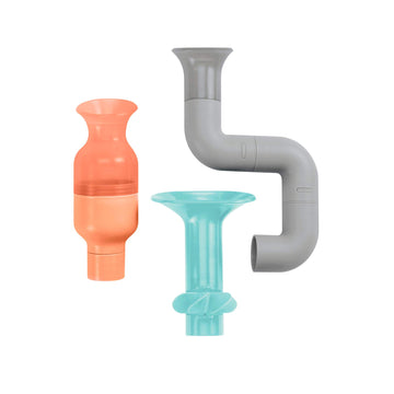 Boon Tubes Toddler Bath Toys - Bathtub Building Toys with Suction Cups - Toddler Sensory Toys and Bathtub Essentials - Gray - 3 