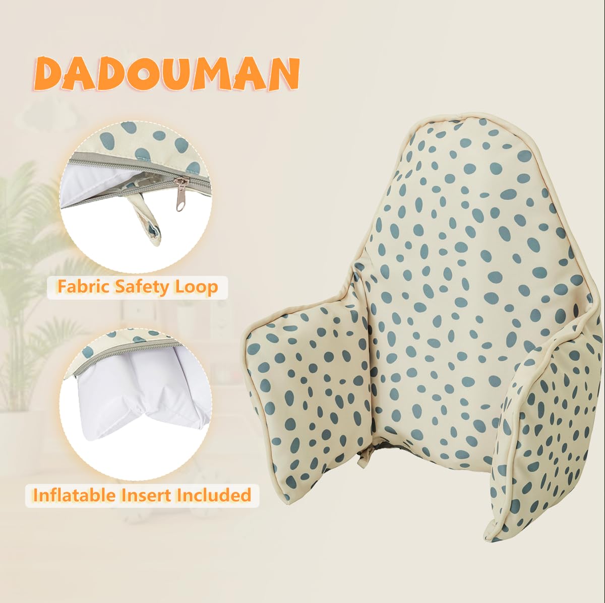 Dadouman Inflatable Supporting Cushion For Ikea High Chair, Baby High Chair Cushion With Colorful Printing, Inflatable Cushion I