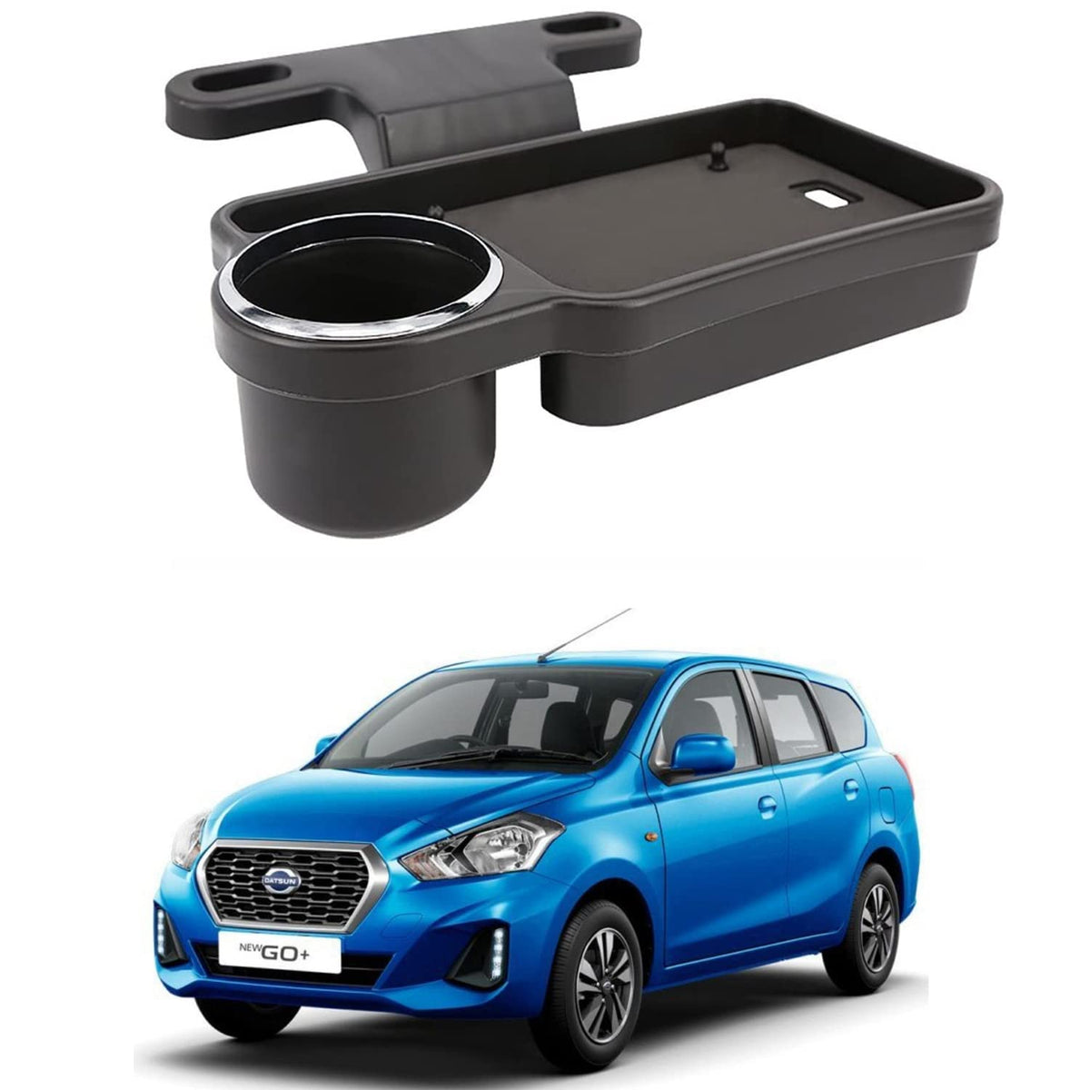 Oshotto (FT04) Foldable Car Auto Headrest Rear Back Seat Table Drink Food Cup Tray Holder Compatible with Datsun Go Plus  Blac