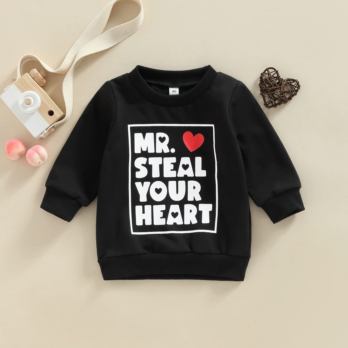 Kayotuas Toddler Valentines Day Shirt For Boys Girls Cute Letter Print Long Sleeve Top Crewneck Sweatshirt Fall Winter Clothes (