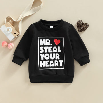 Kayotuas Toddler Valentines Day Shirt For Boys Girls Cute Letter Print Long Sleeve Top Crewneck Sweatshirt Fall Winter Clothes (