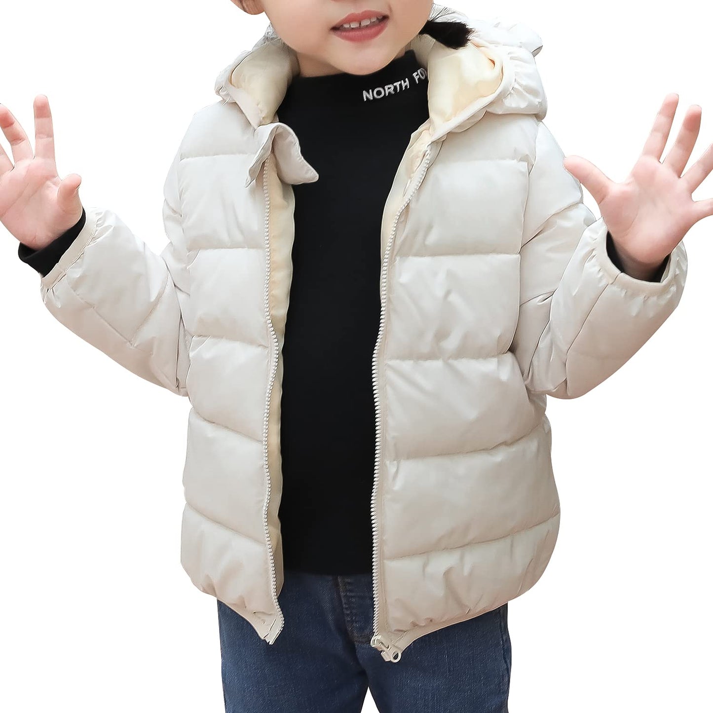 Winter Down Coats For Kids Baby Boys Girls Light Puffer Padded Jacket Bear Hoods Infant Outerwear White