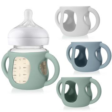 Juome Silicone Sleeves With Handles For Avent Natural Glass Baby Bottle - 3 Pack Anti Breakage Baby Bottles Holder, Compatible W