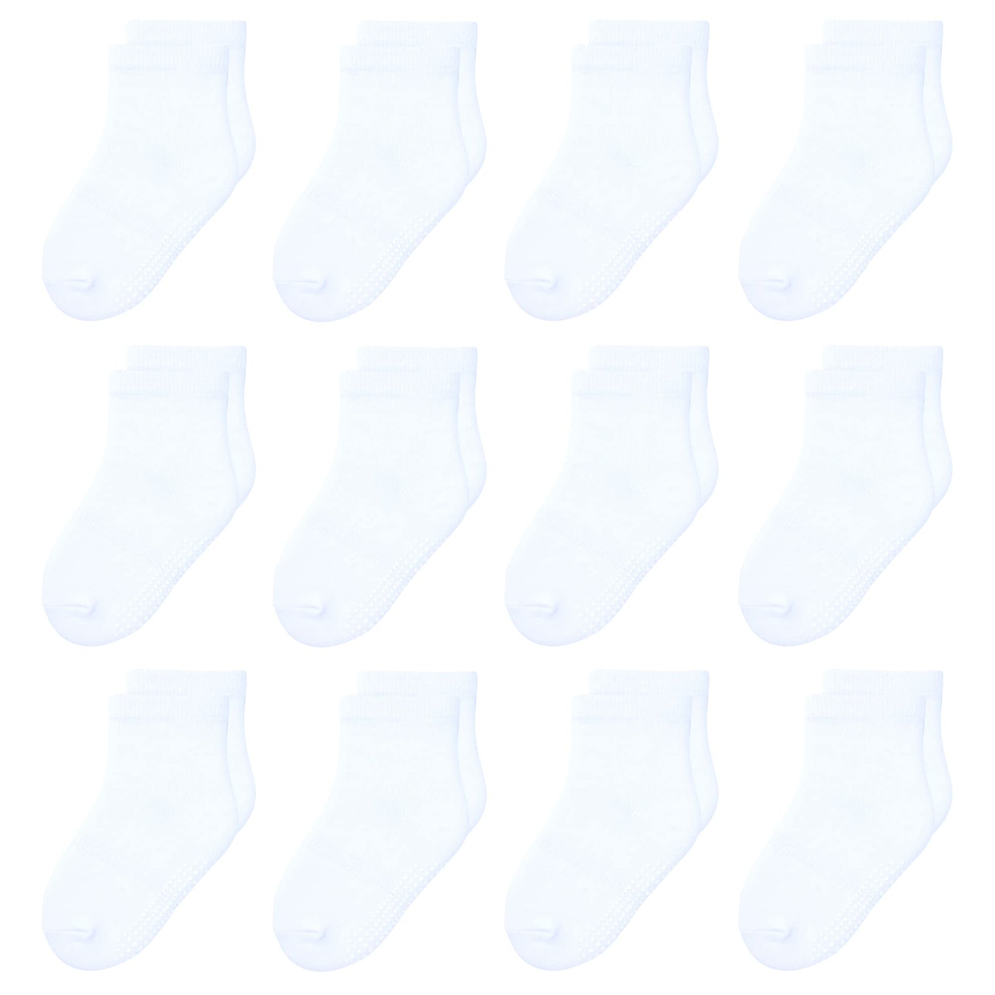 Hyzgb Toddler Socks Boys Girls 3T-4T-5T Little Kids Socks With Grippers 12 Pairs Cotton Non Slip Grips Crew Socks For Toddlers K