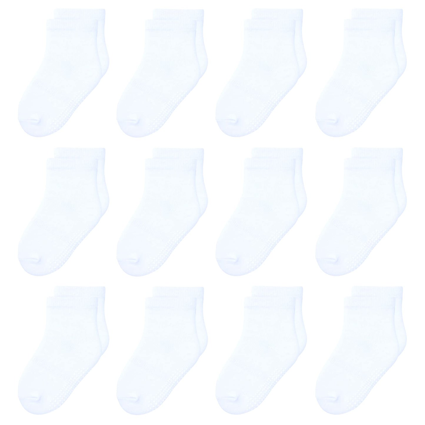 Hyzgb Kids Socks With Grippers 5-6-7 Years Old 12 Pairs Cotton Crew Non Slip Grips Socks 5T-6T-7T For Unisex Little Boys Girls T