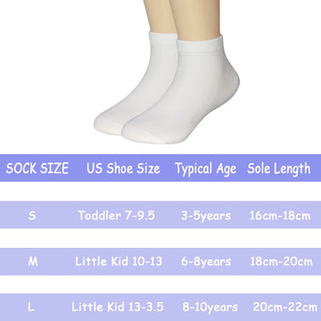 Bear Mum Kids' Dozen Pack Back To School Low Cut Socks White And Black (10-12 Years Old, Purewhite)