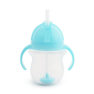 Munchkin Any Angle Weighted Straw Trainer Cup With Click Lock Lid, 7 Ounce, Blue