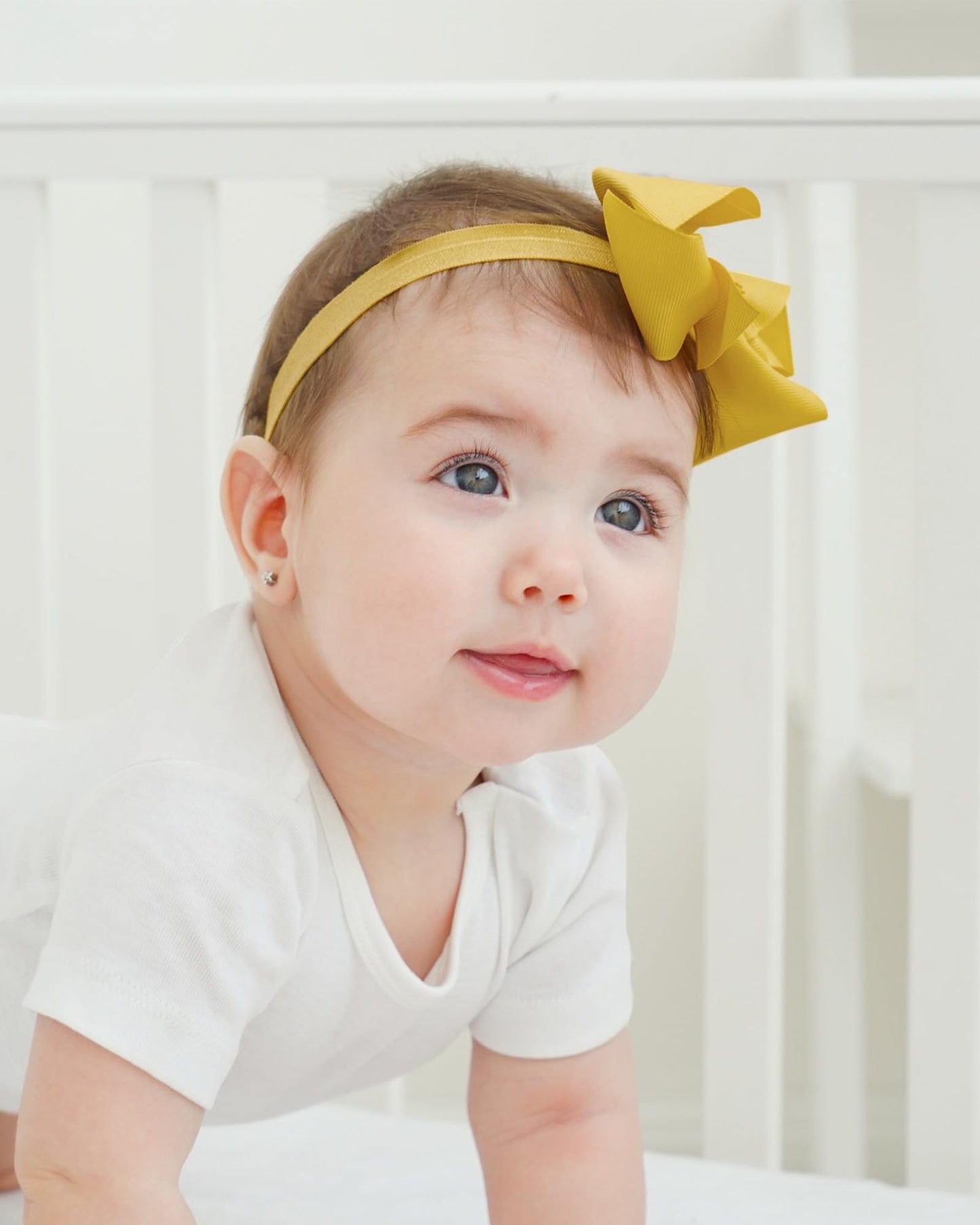 Jollybows 30Pcs Baby Girls Grosgrain Ribbon Hair Bows Headbands 4' Elastic Hair Band Hair Accessories For Infants Newborn- Natu