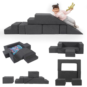 Moozhealth Modular Kids Couch,Toddlers Convertible Climbing Play Couch Sofa And Imaginative Furniture Foldable Floor Cushion Wit