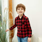 Furemos Toddler Boy Clothes Plaid Boys Long Sleeve Shirt Red Flannel Tops Boys Christmas Outfits(1-2T) Red