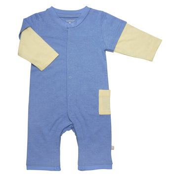 Babysoy Baby Boys' Layered One Piece, Lake Blue, 3-6 Months