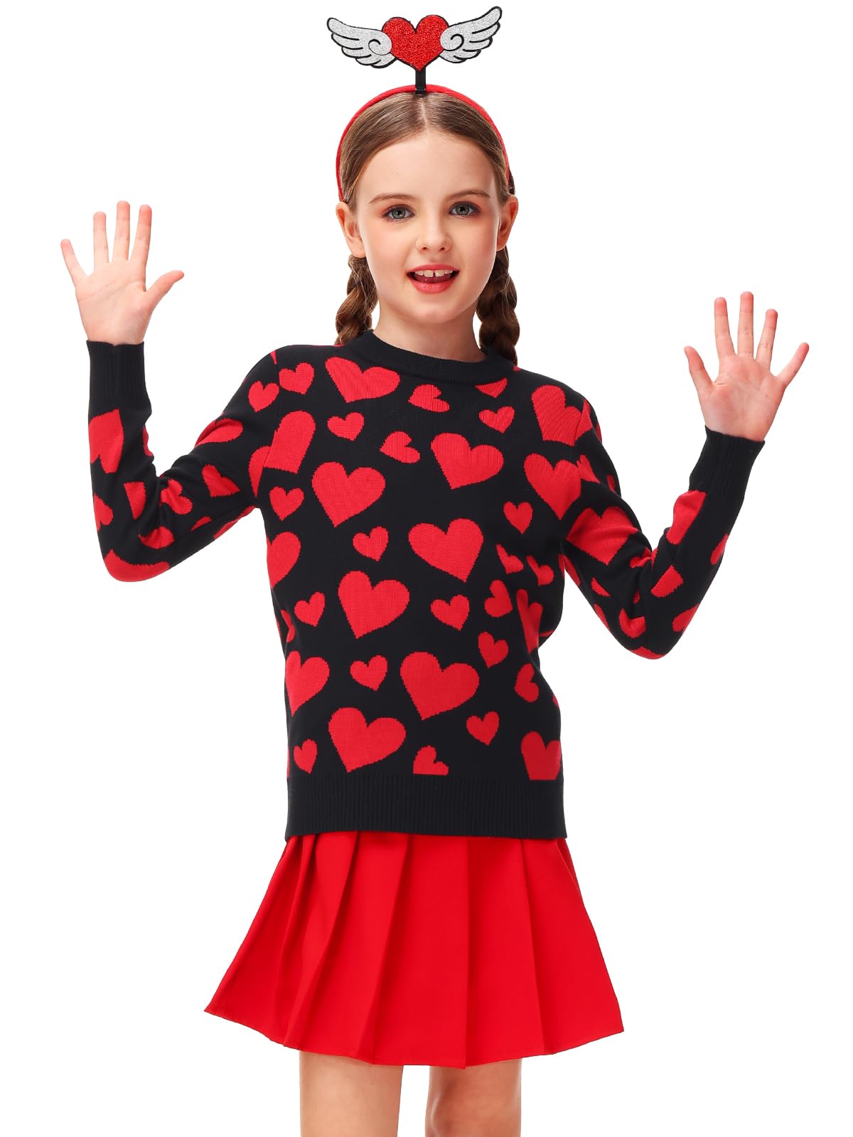 Valentine Day Sweater For Toddler Girl Red Heart Sweatshirts Kid Boys Love Long Sleeve Outfit Black 3-4 Years