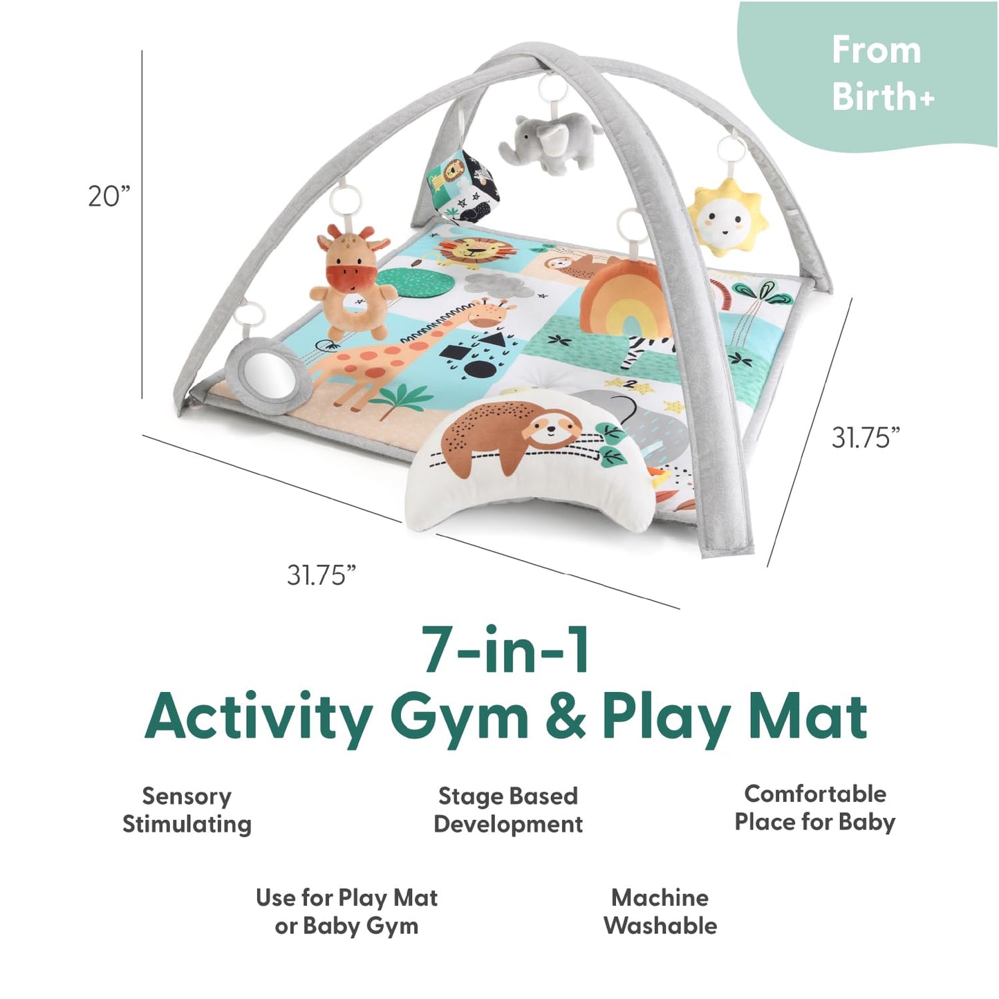 The Peanutshell Unisex Baby Play Gym & 7-In-1 Play Mat - Playmat Baby Toys 0-6, 6-12 Months Tummy Time Mat With Hanging Toys, So