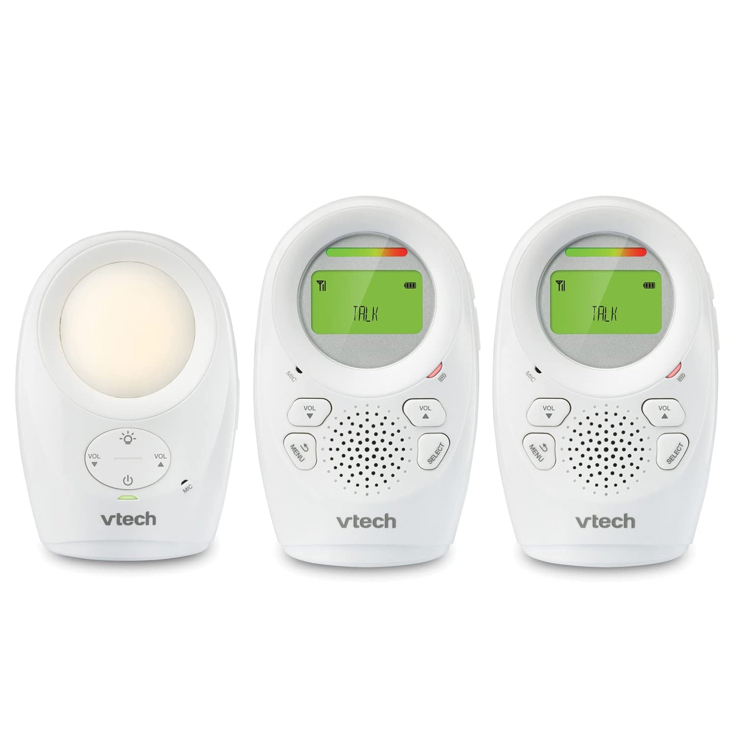 Vtech Dm1211-2 Dm1211 Digital Audio Baby Monitor With Enhanced Range (2 Parent Units), Silver, 3 Piece Set