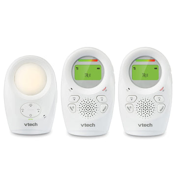 Vtech Dm1211-2 Dm1211 Digital Audio Baby Monitor With Enhanced Range (2 Parent Units), Silver, 3 Piece Set