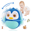 UNIH Roly Poly Baby Toys 6 to 12 Months, Tummy Time Wobbler Toys, Penguin Tumbler Wobbler Toys for Infant Boy Girl Gifts (Blue)