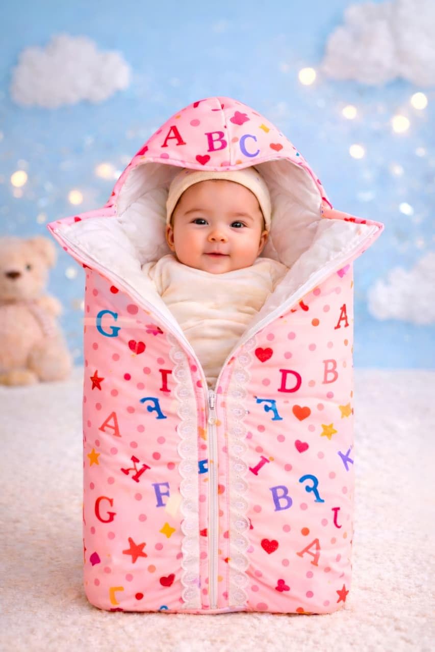Baby Sleeping Bag for Newborn | Soft Cotton Baby Swaddle Wrap with Hood & Zipper | Infant Sleeping Sack | Newborn Baby Cocoon Sl