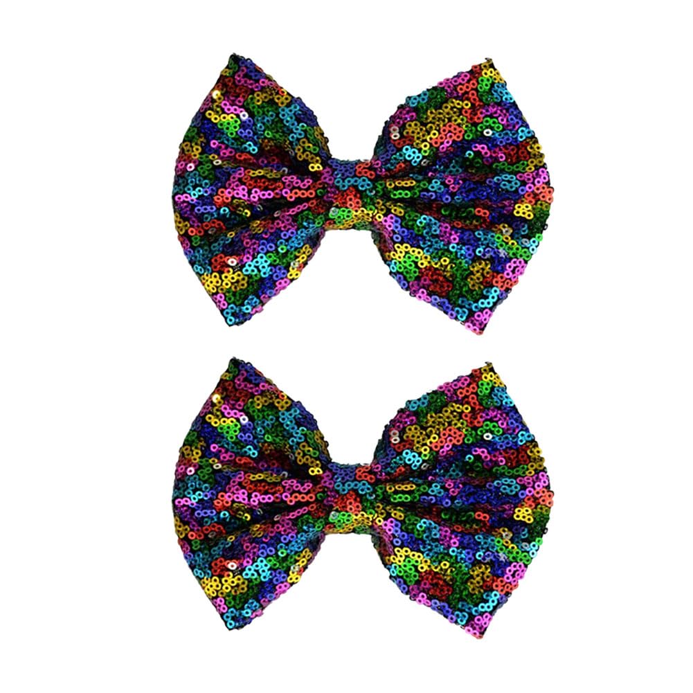 Koolgil 5-inch Glitter Sequins Bow Hair Clips Sparkly Cheer Barrettes Alligator Hairpins for Baby Girls, Kids, Teens and Women A