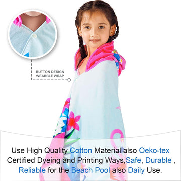 Voova & Movas Hooded Bath Towels For Girls (3-10Years) | Soft Thick Absorbent Cotton For Kids 3T-10 Years | Perfect For Kids Bea