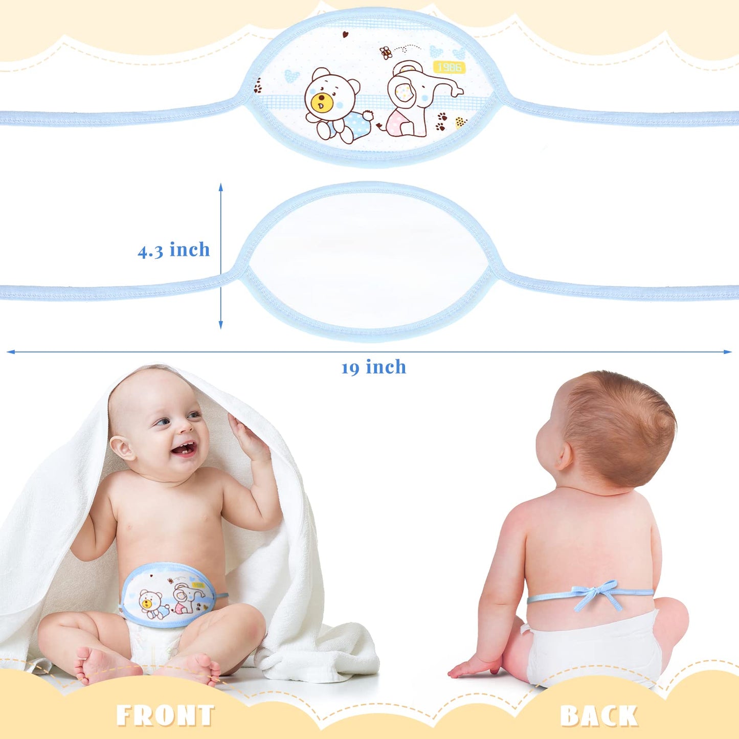 8 Pcs Newborn Infant Belly Wrap Comfort Cotton Umbilical Cord Cover Band Cartoon Soft Baby Belly Band Newborn Navel Belt for Pro