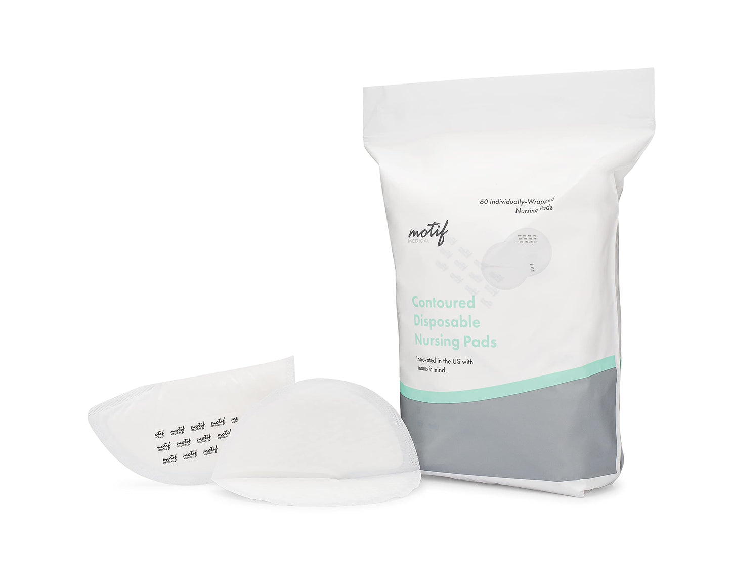 Motif Medical, Nursing Pads Breathable, Natural Material, Excellent Absorbency And Leak Protection, Adhesive Strips - Pack Of 60