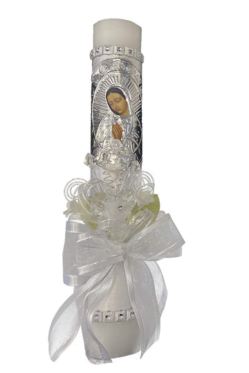 Swea Pea & Lilli White Virgin Mary Baptism Candle Set Kit For Christenings With Shell And Favors