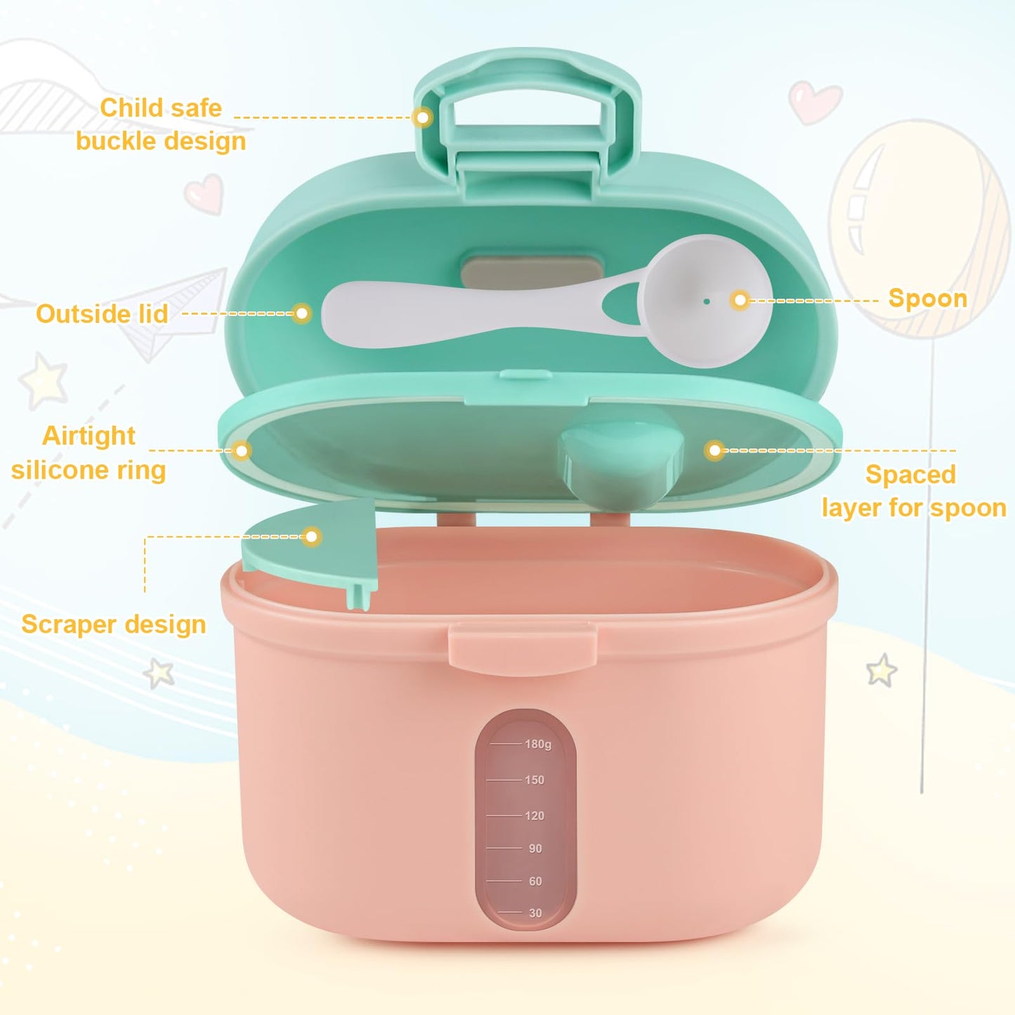 Accmor Baby Formula Dispenser, Formula Dispenser On The Go, Portable Milk Powder Formula Dispenser With Scoop,Formula Containers