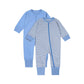 Teach Leanbh Baby Boys Girls 2-Pack Footless Pajamas Cotton 2 Way Zipper Long Sleeve Romper Jumpsuit Sleep And Play (Blue+Stripe