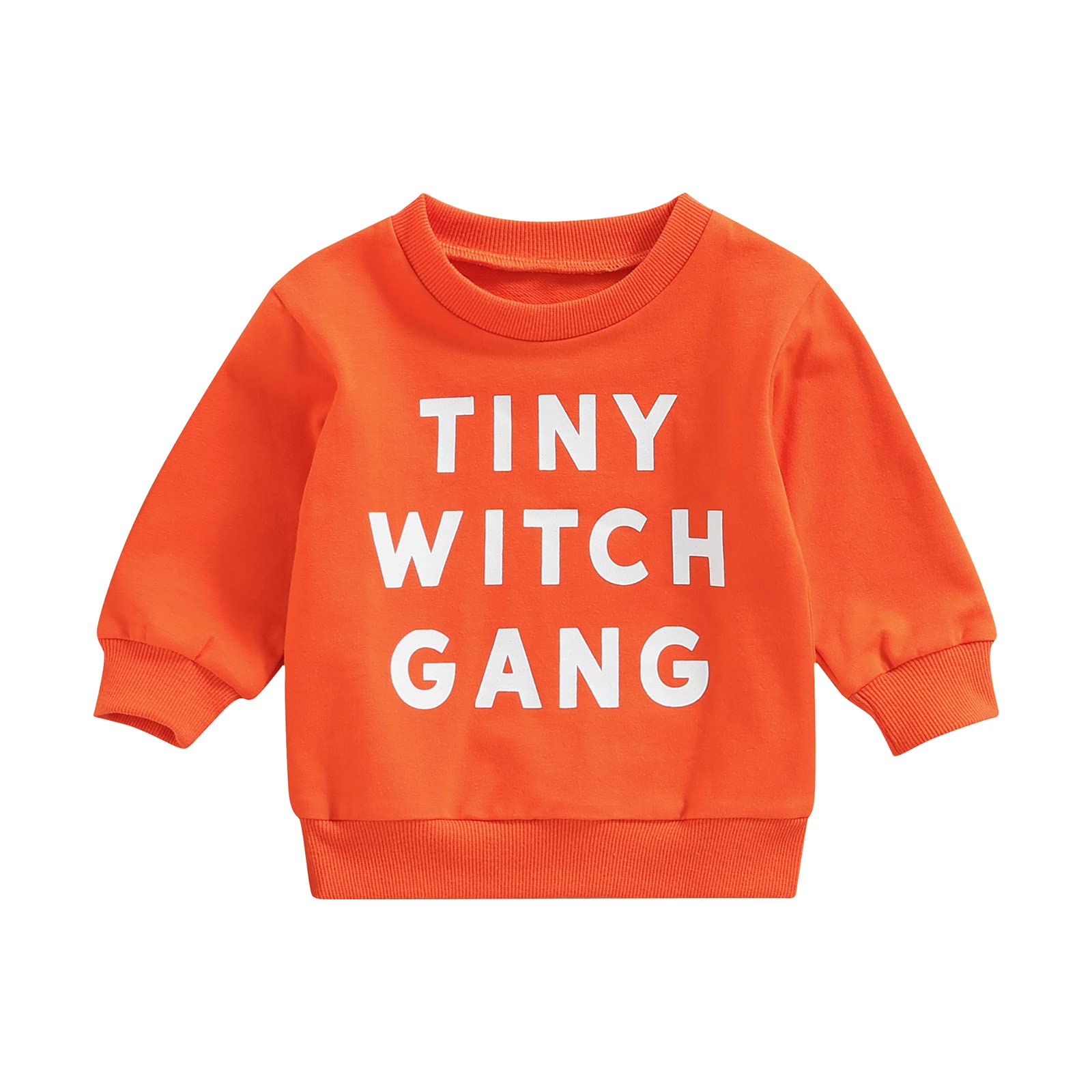 Mozikqin Toddler Baby Halloween Outfit Girl Boy Crewneck Sweatshirt Long Sleeve Letter Pullover Sweater Cute Fall Clothes (Tiny