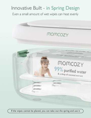 Momcozy Baby Wipe Warmer, Innovative Spring Design, Large Capacity Wipes Dispenser, Fast And Even Heating, 4 Modes Of Temperatur