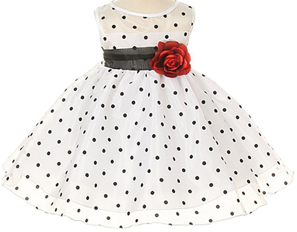 White Organza Special Occasion Dress With Black Polka Dots Girls - 12 – Cutebaby WBBAPB00EJVBK5K