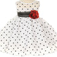 White Organza Special Occasion Dress With Black Polka Dots Girls - 12