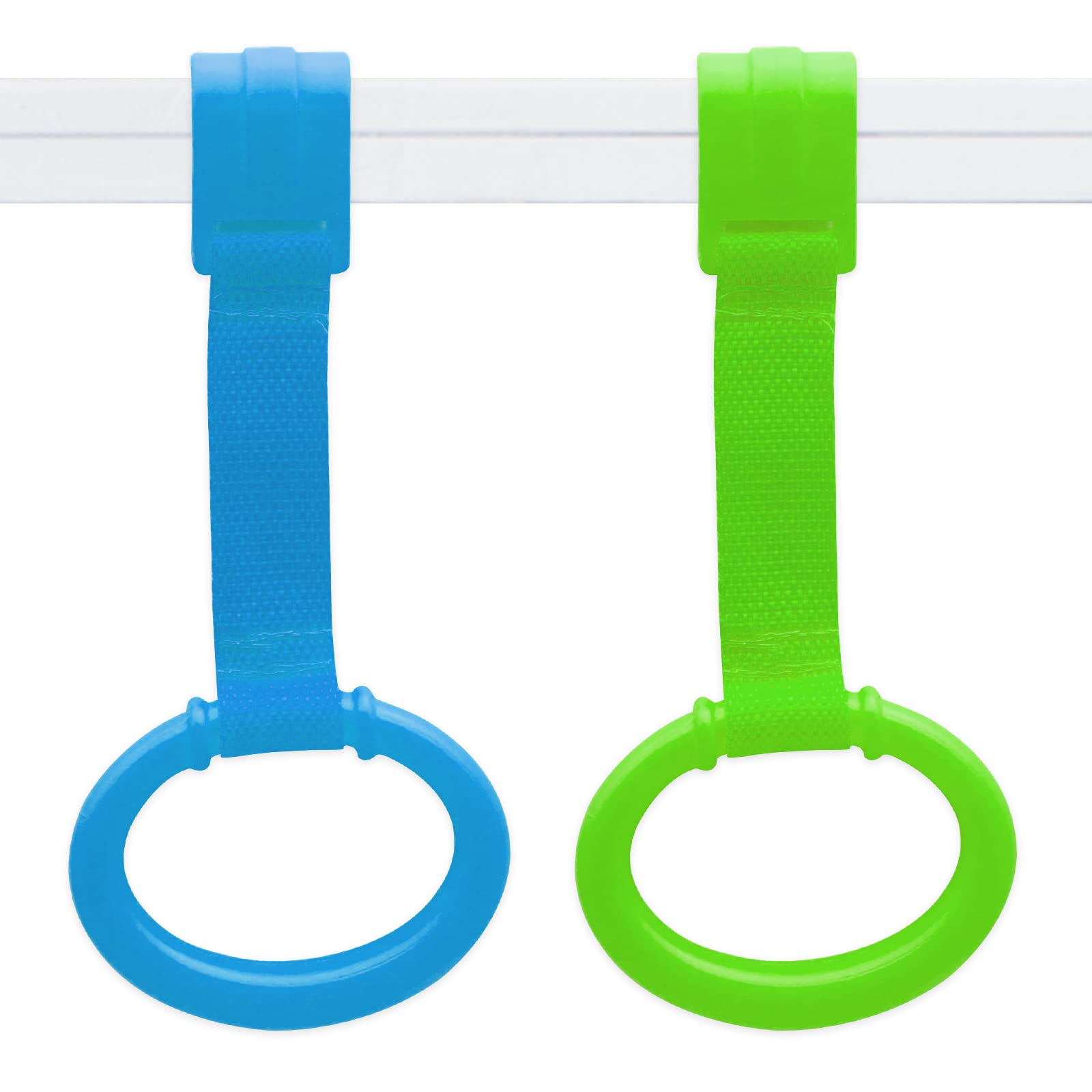 Baby Pull Up Rings, 2 Pcs Bed Stand Up Assistant, Play Gym Crib Pull Ring For Toddler Kids Children Walking Training Tool(Blue A
